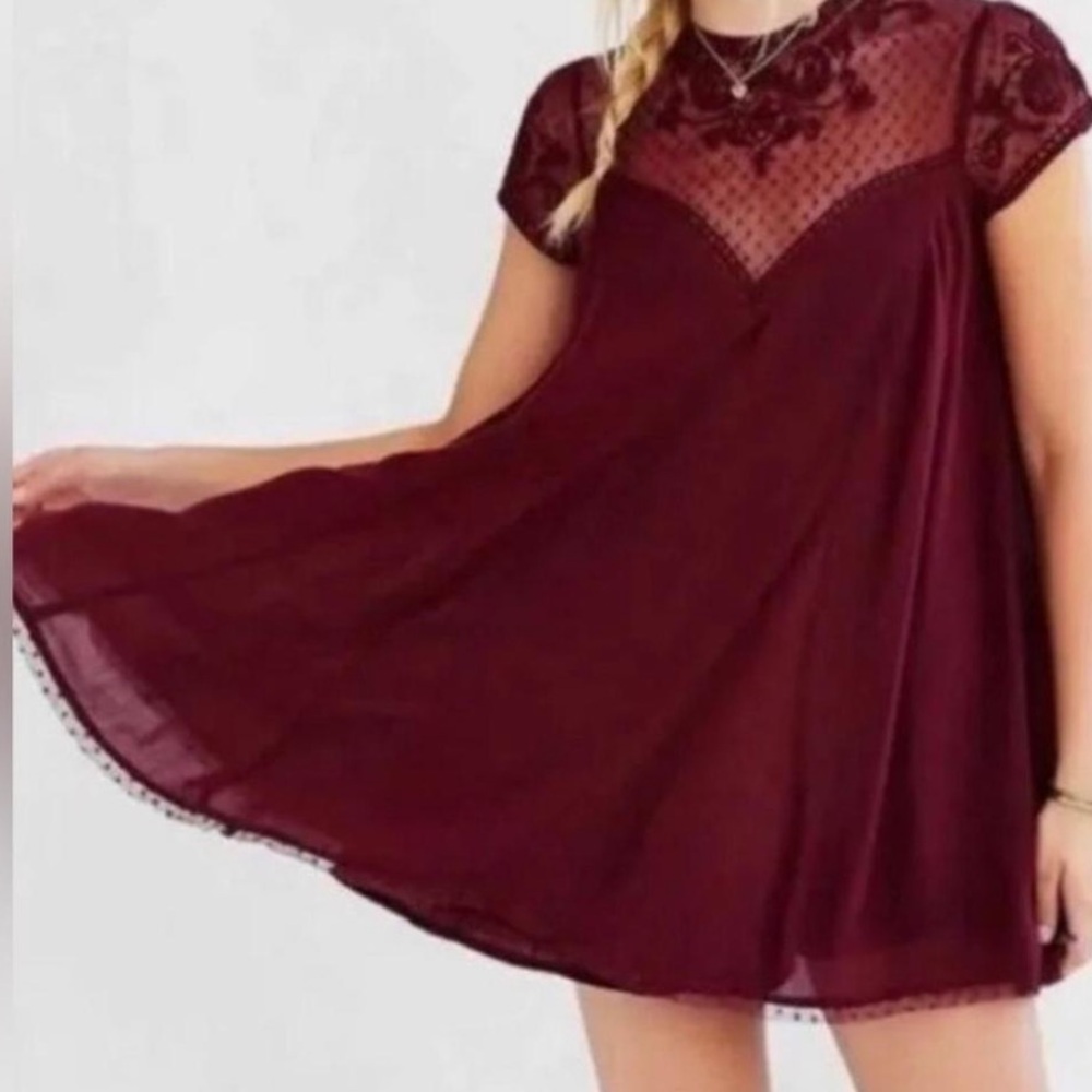 Kimchi blue urban outfitters burgundy lace baby doll dress (never worn)